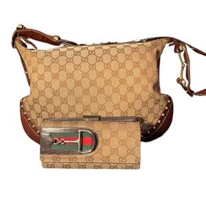 GUCCI RETRO Canvas Hobos Bag and Wallet